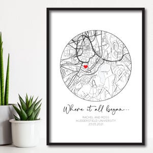 Impression personnalisée où tout a commencé | Impression couple | Cadeau Saint-Valentin | Cadeau d'anniversaire | affiche de carte | Cartes artistiques minimalistes