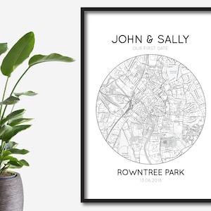 Personalisierte unsere erste Date Map Print | Paar Druck | Valentinstag Geschenk Jubiläumsgeschenk | Landkarte Poster | Minimalistische Kunst