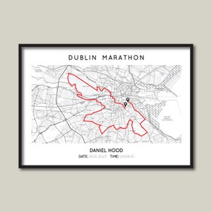 Personalised Dublin Marathon Print | Dublin Marathon Gift Map | Dublin Running Map Poster | Map | Custom Marathon Route Map Print