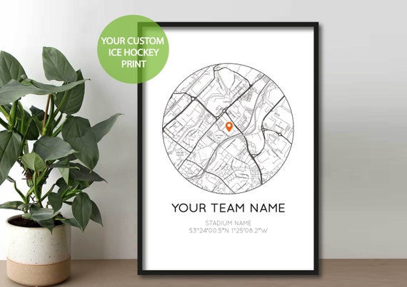 Custom Ice Hockey Map | Ice Hockey Print | EIHL | NIHL | Ice Hockey Stadium | Birthday Gift For Dad/Husband | Fathers Day