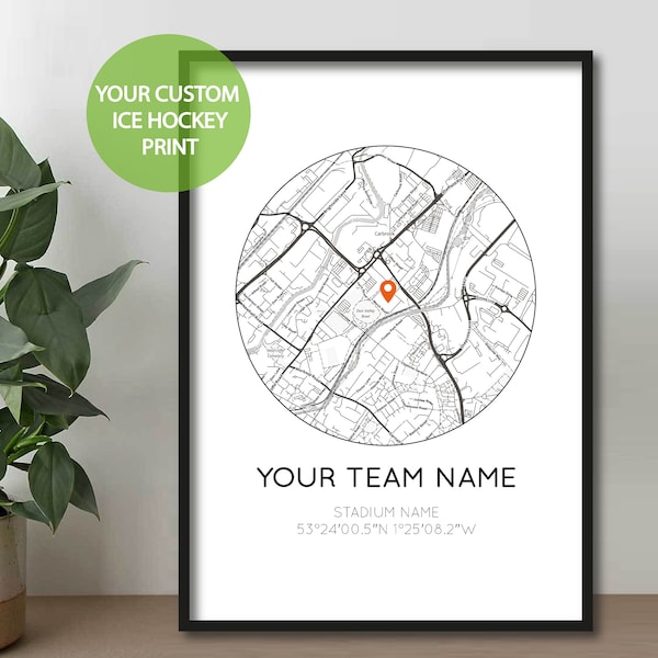 Custom Ice Hockey Map | Ice Hockey Print | EIHL | NIHL | Ice Hockey Stadium | Birthday Gift For Dad/Husband | Fathers Day