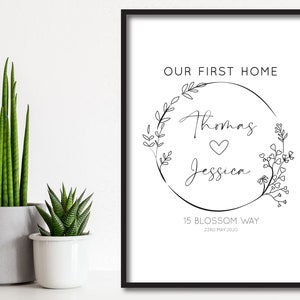 Personalised Our First Home Floral Print | New Home | House Warming Gift | Moving In Present | Forever Home Print | Custom Home Sweet Home