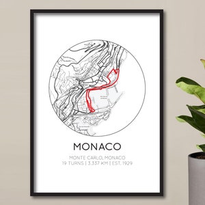 Monaco Formula 1 Circuit Print | Monaco F1 Grand Prix | Monaco Formula 1 Track Circuit Outline Poster | Birthday Gift For Dad | Fathers Day