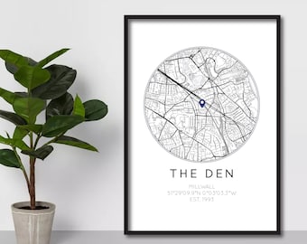 Millwall FC Print | The Den Stadium | MFC Print | EFL Championship League | Birthday Gift For Dad/Husband | The Lions | Poster