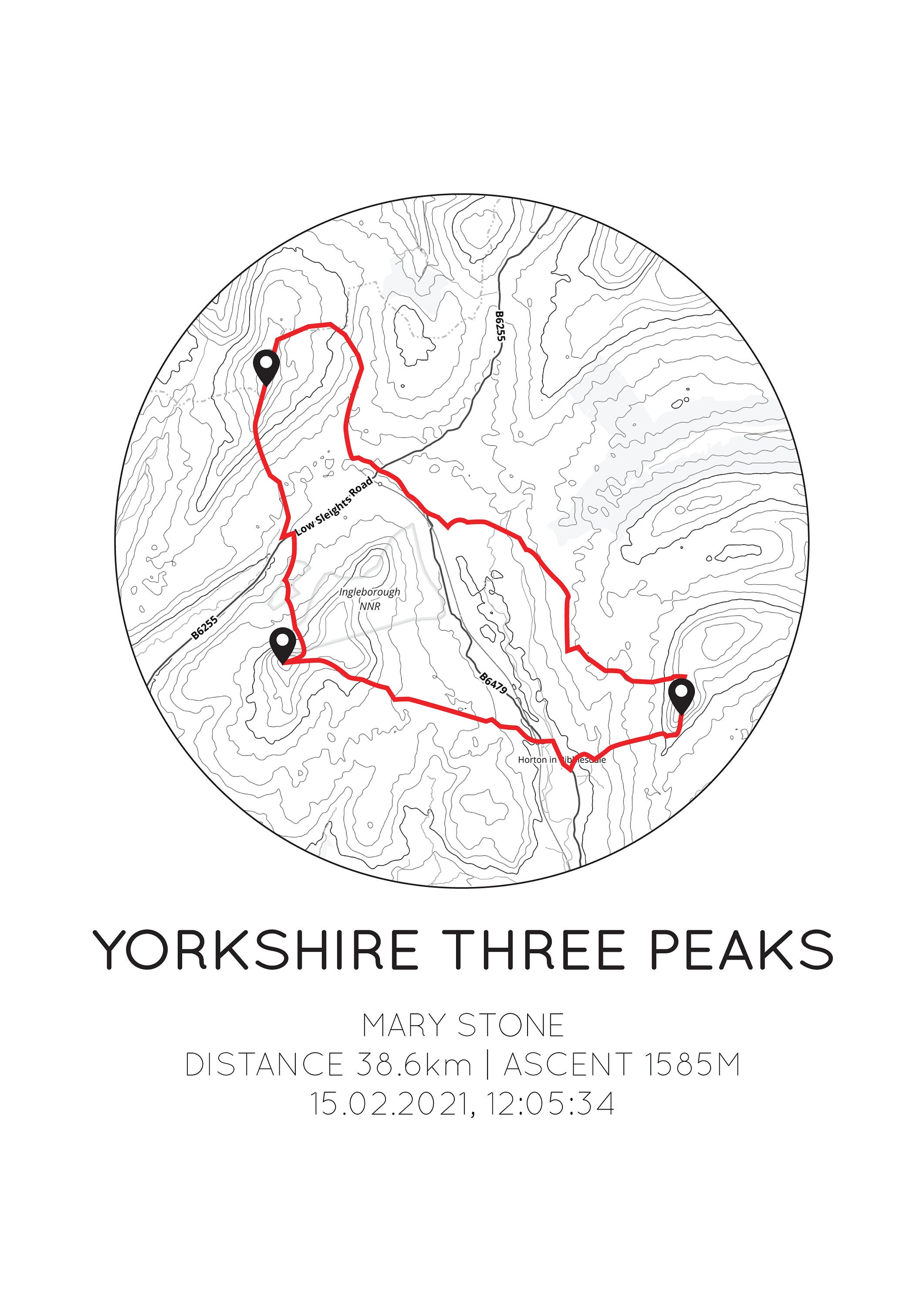 Yorkshire Three Peaks Challenge Print 3 Peaks Penyghent Etsy UK
