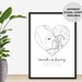 Personalised Where We First Met Heart Map Print | Couple Print | Valentines Gift | Anniversary Present | Map Poster | Minimalist Map Art 