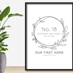 Personalised Our First Home Floral Print | New Home | House Warming Gift | Moving In Present | Forever Home Print | Custom Home Sweet Home
