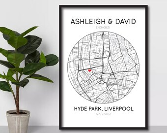 Regalo de compromiso personalizado / Compromiso / Impresión de mapa de compromiso / Regalo para parejas / Impresión de mapa personalizado / Mapa de compromiso / Regalos de compromiso