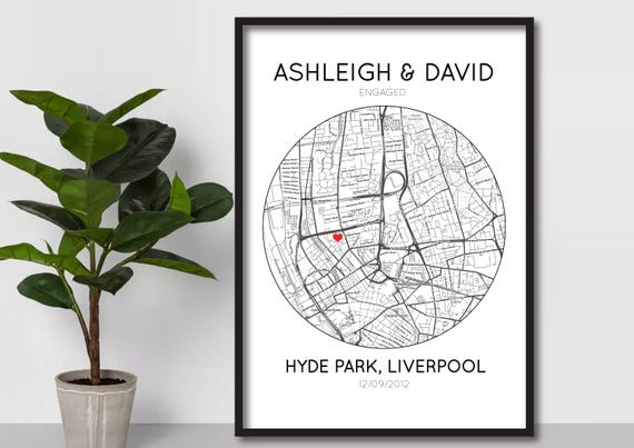 Personalised Engagement Gift | Engagement | Engagement Map Print | Couples Gift | Personalised Map Print | Engagement Map | Engagement Gifts
