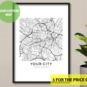 Benutzerdefinierte Karte | Personalisiert | Stadt Karte | Home Stadt Karte | Geschenkkarte | Weihnachtskarte Poster | Minimalistische Kartenkunst | Schwarz-Weiß-Druck