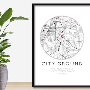 Nottingham Forest FC Druck | The City Ground Stadium | NFFC Druck | EFL-Meisterschaft | Geburtstagsgeschenk für Papa/Mann | Poster