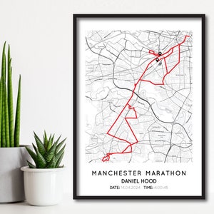 Personalised Manchester Marathon Print 2024 Manchester Marathon Gift Map Running Map Poster Map Custom Marathon Route Map Print image 1