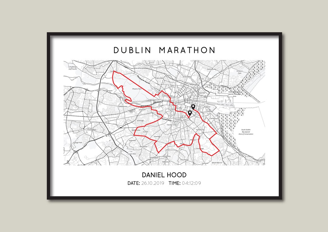 Personalised Dublin Marathon Print Dublin Marathon Gift Map Dublin Running Map Poster Map Custom