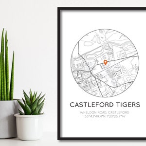 Impression de tigres de Castleford | Chemin Wheldon | Impression de la Ligue de Rugby | COYF | Cas Tigres | Cadeau d'anniversaire pour papa/mari | Affiche