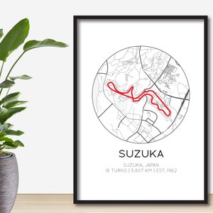 Suzuka F1 Circuit Print | Japan Formula 1 Print | F1 Racing | Suzuka Formula 1 Track Circuit Outline Poster | For Dad/Husband