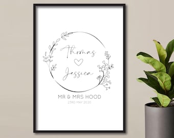 Personalised Mr & Mrs Print | Wedding Gift | Married | Gift For Couple | Mr and Mrs Poster | Minimalist Map Art | Anniversary  | Valentines