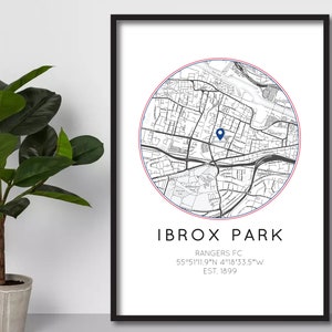 Rangers FC Print / Ibrox Park Stadium / Glasgow Rangers Football / Scottish Premiership / Regalo de cumpleaños para papá / Marido / Rangers Print