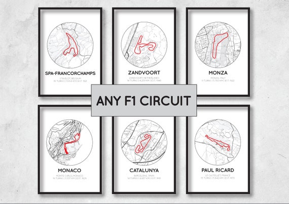 F1 Circuit Print | Formula 1 Print | F1 Racing | Formula 1 Track Circuit Outline | Grand Prix Birthday Gift For Dad/Husband | Fathers Day