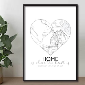 Personalisierte unsere erste Hauskarte Print | Neue Start | House Warming Geschenk | Bewegtes Geschenk | Landkarte Poster | Minimalistische Kunst