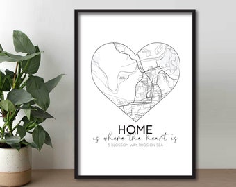 Personalised Our First Home Map Print | New Home | House Warming Gift | Moving Present | Map Poster | Minimalist Map Art