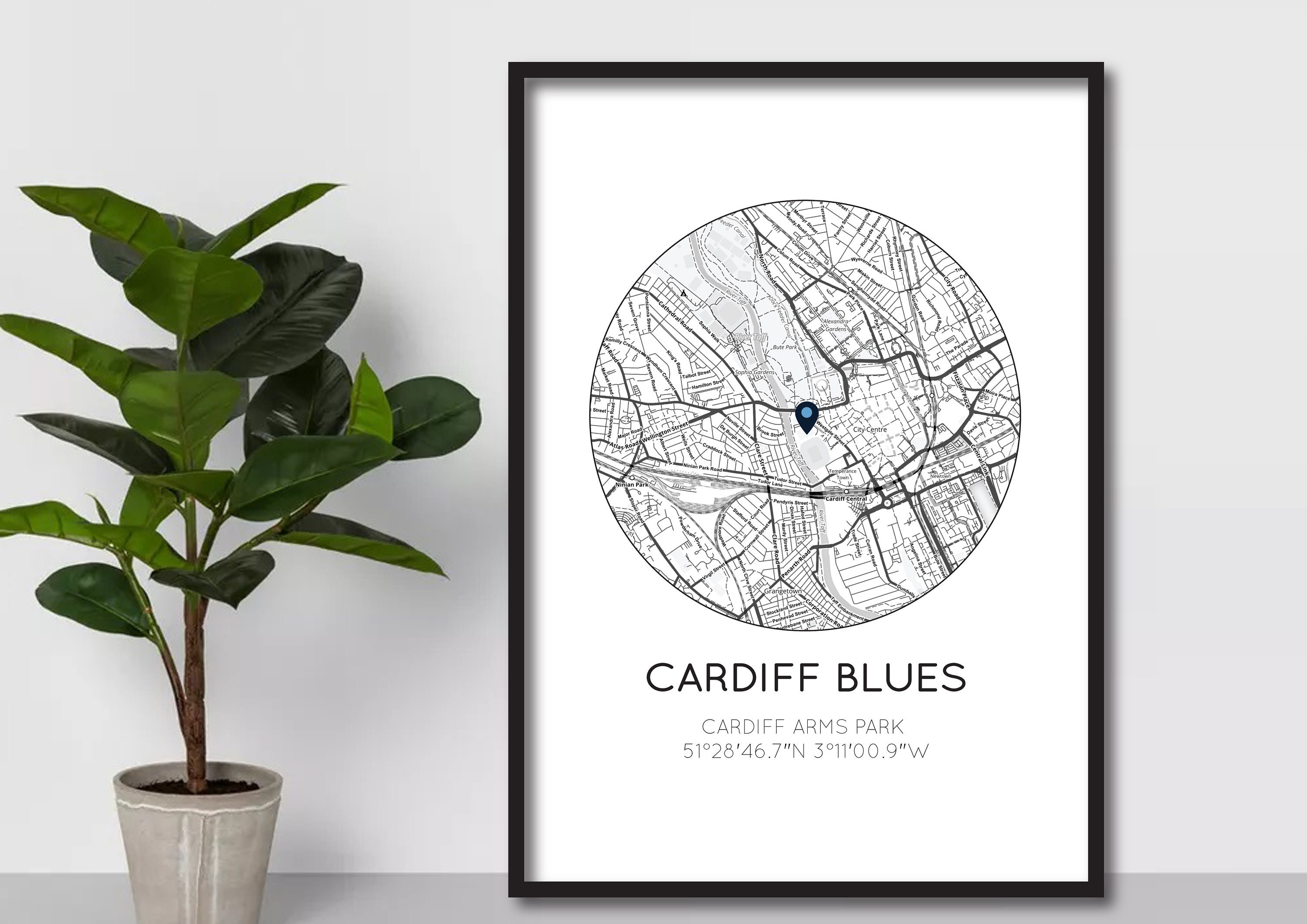 Cardiff Blues Print | Cardiff Arms Park | Rugby Union Print |  Welsh Regional Rugby Union | Birthday Gift For Dad/Husband | Poster