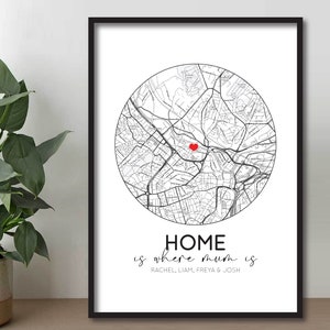 Gepersonaliseerde thuis is waar mama is kaart afdrukken | Cadeau voor mama afdrukken | Moederdagcadeau | Verjaardagscadeau | Mama kaart poster | Minimalistische kaartkunst