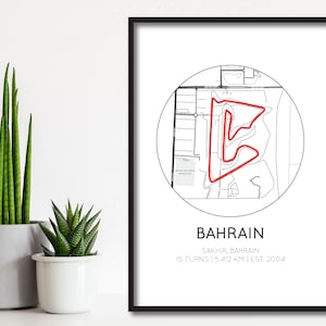 Bahrain F1 Circuit Print | Bahrain Formula 1 Print | F1 Racing | Bahrain Formula 1 Track Circuit Outline Poster | For Dad/Husband