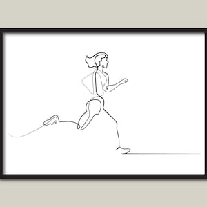 Abstrakte Läufer Strichzeichnung | einzeilige Illustration | Hobby | Wandkunst | schwarz-weiß Druck | minimalistisch | modernes Poster