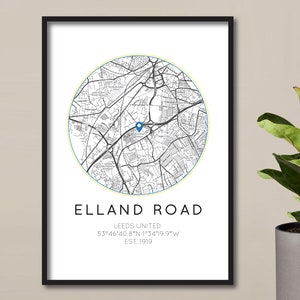 Leeds United FC Print / Elland Road Stadium / LUFC Print / English Premier League / Regalo de cumpleaños para papá / Marido / Marchando en / Póster