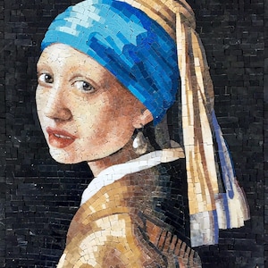 Mosaic wall art - Girl with a Pearl Earring Vermeer  - Home Office Business Decor
