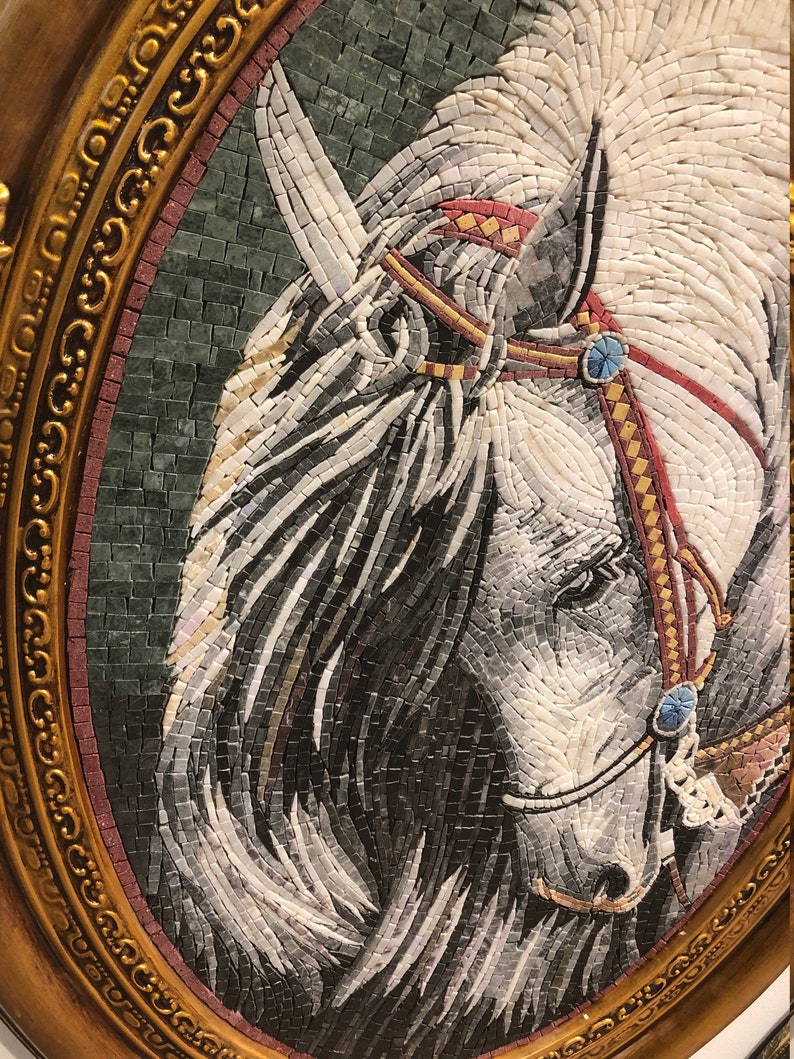 Mosaic Western Wall Art Man Cave Gift Horse head Mosaic Etsy