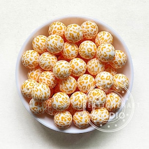New 15mm Leopard Silicone Beads, Round Ball, Leopard Print Silicone Beads, DIY Keychain, Bulk Bead