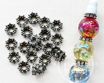 4 Colors 10mm Rhinestone Metal Spacer Beads,Beadable Pen Spacer,Charm Spacer