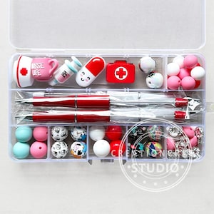 Nurse Beads,Medical Focal Beads,57Pcs Assorted Bead Pen Kit,Silicone Beads DIY Jewelry
