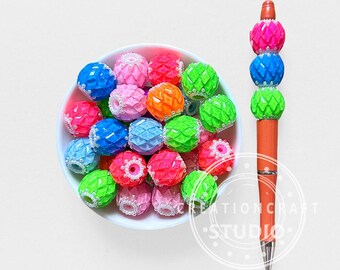 Fluorescent Rhombus Crystal Rhinestone Pearl Fancy Acrylic Beads DIY Beaded Pen Making
