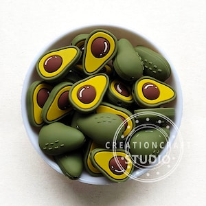 Mini cuentas de silicona de aguacate, cuentas de silicona focales, cuentas para manualidades, accesorios para llaveros con cuentas DIY