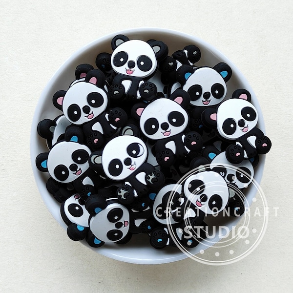 Wholesale Silicone Beads, Silicone Panda Mini Beads, Animal Silicone Beads, Panda Silicone Beads, 24*30mm, Loose Beads, Shape Beads