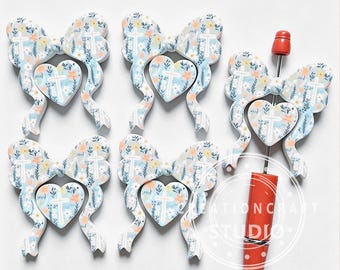 Christian Floral Cross Bow & Heart Set Print Focal Beads,Religious Silicone Soft Beads
