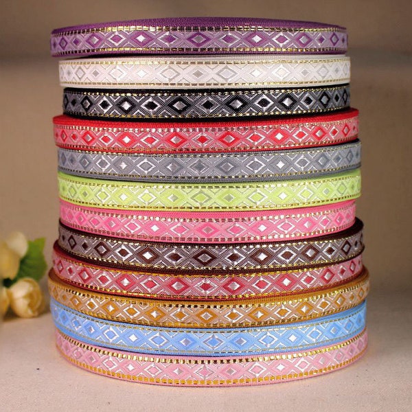 Ethnic Ribbon Embroidery Trim, Lace Sewing Accessories, Embroidered Fabric Decor, Trim Silk, Woven Jacquard Ribbon Webbing, Crafts Supplies