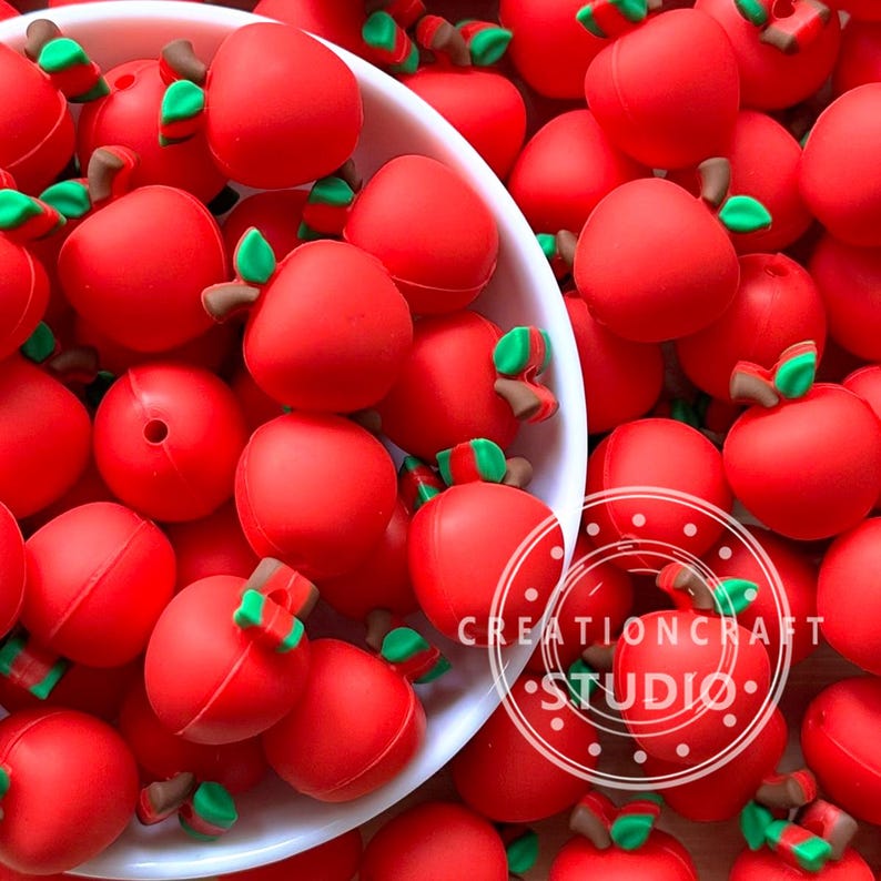 3D Apple Focal Beads,Red Apple Silicone Beads,3D Beads,DIY Decoration Gift