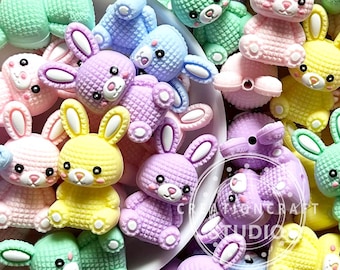 New 3D Focal Silicone Knitted Rabbit Shape Beads,Easter BeadsDIY Pen Supplies Jewelry