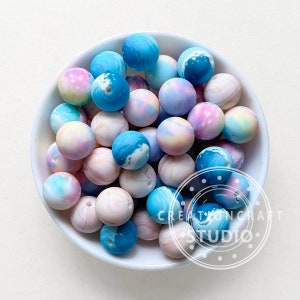 Print Silicone Beads, 12/15mm Printed Beads, Wholesale Silicone Beads, Charm Silicone Bead, DIY Craft Jewelry Making, Round Beads Bulk