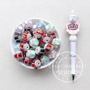 Sparkle Rhinestone Gem Beads, Iridescent Focal Beads, Bling Acrylic Beads