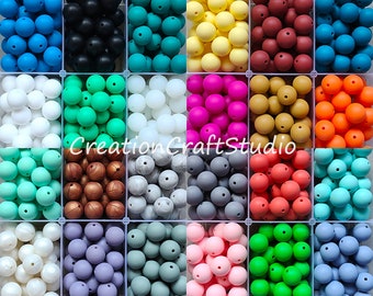Perles en silicone rondes en vrac de 12/15 mm, Perles en gros, Boule en silicone