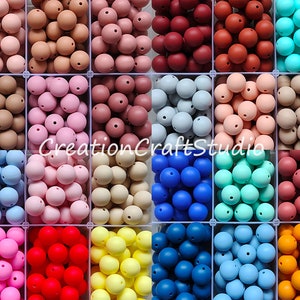 Perlas de silicona redondas, perlas de silicona, perlas de silicona a granel de 12 mm y 15 mm, accesorios para cuentas sueltas