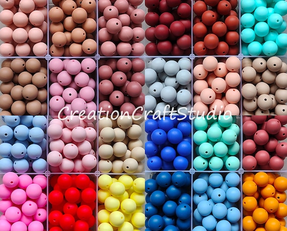 Wholesale 100Pcs 15mm Silicone Beads Multicolor Round Silicone