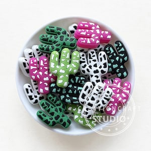 Cow Cactus Focal Silicone Beads, Cactus Beads