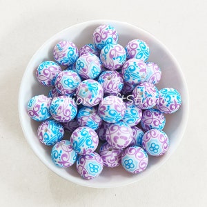 12/15mm Silicone Beads Jewelry Accessories, Wholesale 10-100 Pcs Silicone Beads, Round/Hexagon Print Beads, 14mm Hexagon Silicone Beads