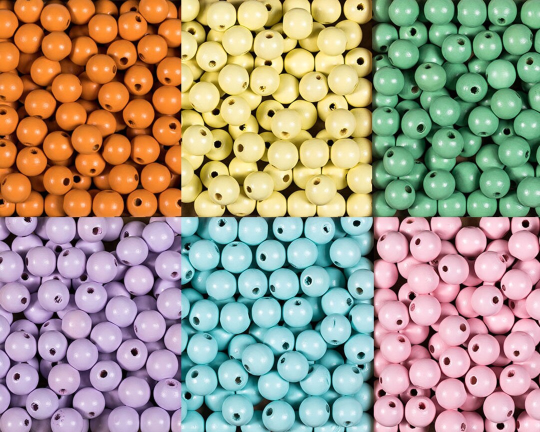 Multicolor Loose Beads, Natural Wooden Beads, Round Balls Beads, Wood