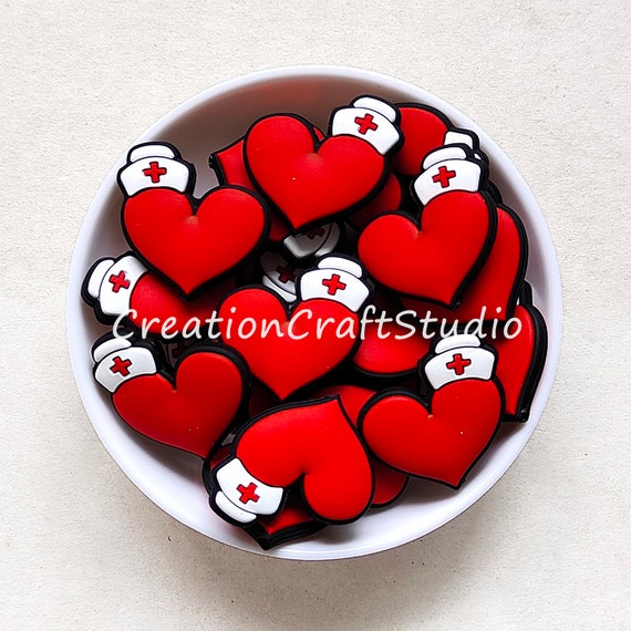 10/20Pcs New Valentine Beads Silicone Heart Rainbow Colorful Lover